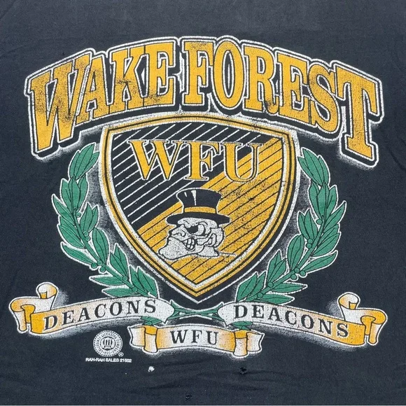 VTG 90s Wake Forest Demon Deacons RARE Single Stitch Men’s Black t-shirt size L
